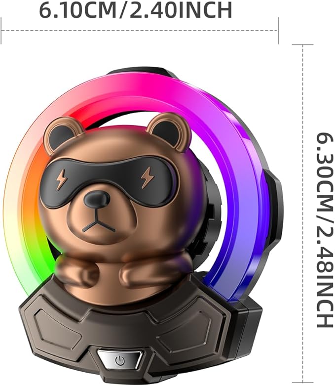Cartoon Bear Cute Air Freshener for Car,7 Colors Air Vent Clips Car Decorations with 5 Dynamic Lightings,Voice Control,USB Charging Cute Vent Clips Car Accessories