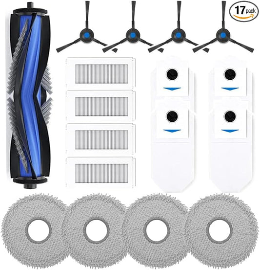 Neutop Replacement Parts Compatible with Ecovacs Deebot N30 Omni, N30 Pro Omni, Robot Vacuum Accessories 1 Roller 4 Filter 4 Side Brush 4 Mop Pad 4 Dust Bag