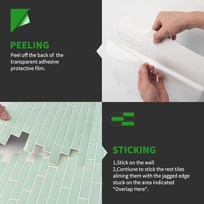 LONGKING 10-Sheet Self-Adhesive Peel and Stick Backsplash for Kitchen, Vinyl Decorative Tiles (Teal)