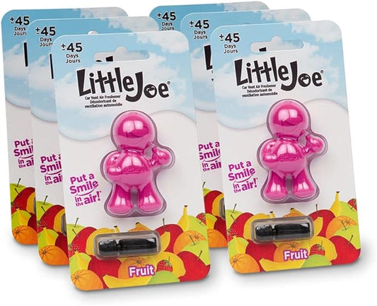 Little Joe 96404-6PK Fruit Scent Car Air Freshener Vent Clip, Fights Odors for up to 45 Days, Long-Lasting Freshness, Cute Car Odor Eliminator, Pack of 6