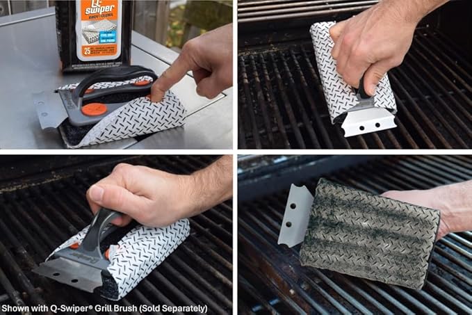 Proud Grill Q-Swiper Grill Cleaning Wipes - Bristle & Wire Free BBQ Cleaner, Heavy Duty Degreaser Wipes, Grease & Grime Remover for Outdoor Barbecue Grills, Disposable - 40 Count, Pack of 1