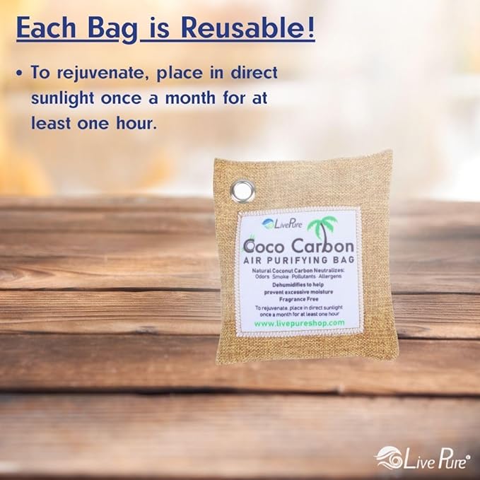 LivePure Natural Cococarbon Air Purifying Bag Value Pack - Mint