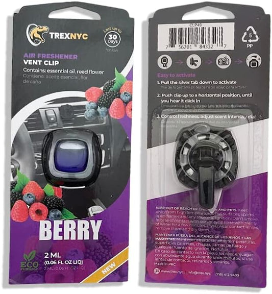 Car Air Fresheners Vent Clips, Essential Car Odor Eliminator, Perfect Scented Car Accessories, For Long Lasting Fragrance up to 30 days, 0.07 FL.OZ (Berry, 1 Pack)