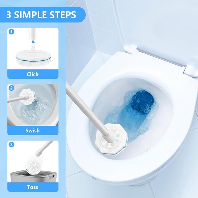 Disposable Toilet Wand Refills, Toilet Bowl Cleaner Scrubbing Pads, 30 Ct