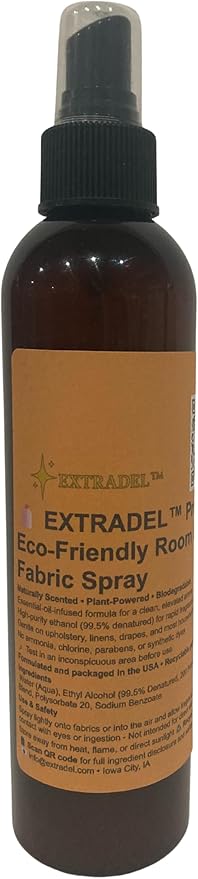EXTRADEL™ Eco-Friendly Room & Fabric Freshener, Plant-Based, Essential Oil Scent, Biodegradable (Orange & Cedarwood Blend) 8 fl oz