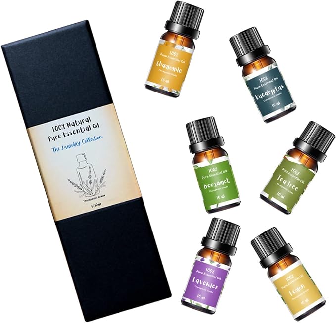 Essential Oils for Laundry, Diffusers, Dryer Balls, Candles, Soaps – 6 Most Used 100% Pure Therapeutic Grade Aromatherapy Oils (6 XL Cat Dryer Balls & Essential Oil Set Bundle)