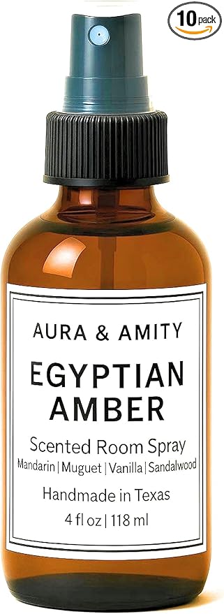 Aura & Amity Premium Room & Linen Spray – Handmade Luxury Fabric & Home Fragrance Mist, Long-Lasting & Eco-Friendly (Egyptian Amber)