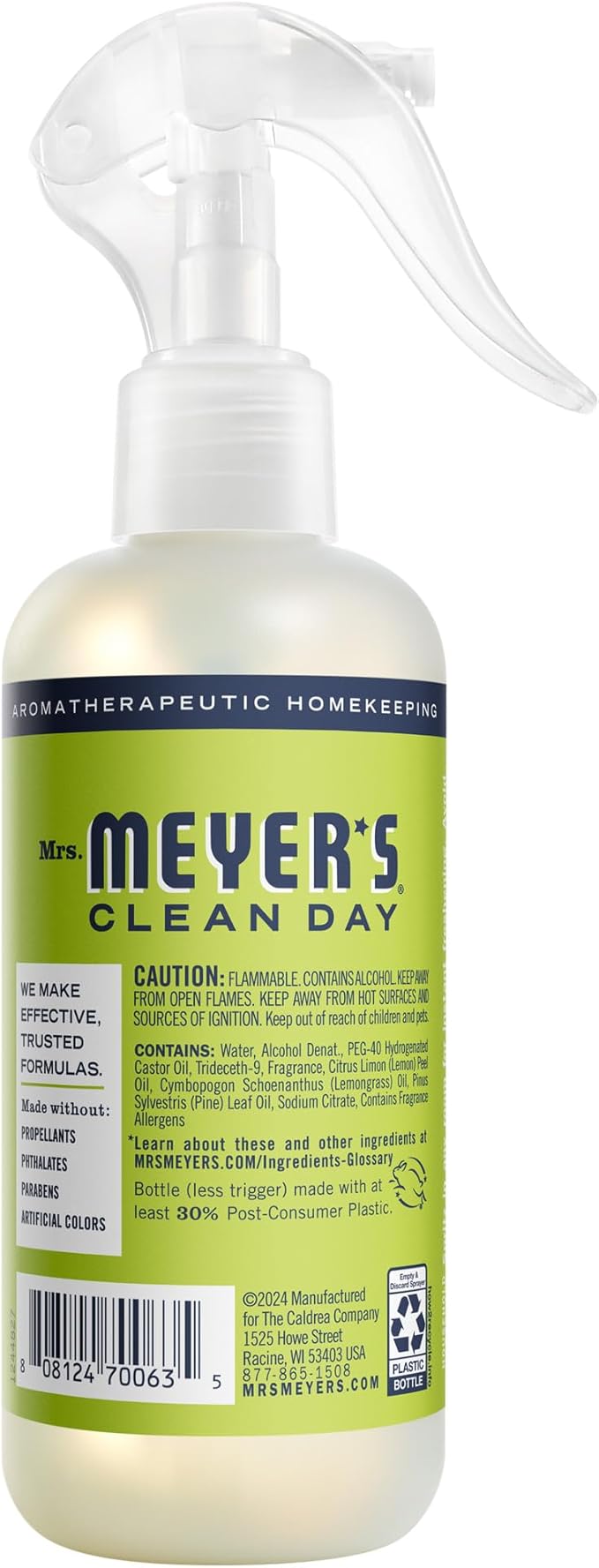 MRS. MEYER'S CLEAN DAY Room Freshener, Lemon Verbena Scent, 8 Ounce Non-Aerosol Spray Bottle (Pack of 3)