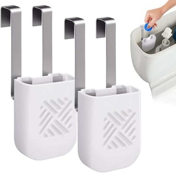 2 Pcs Toilet Tank Cleaning Tablet Holder, Hanging Toilet Tank Cleaner Caddy, Bleach Tablet Bracket, Bowl Cleaner Carrier for Polluting Water Tank, 7.6'' x 2.7'' x 1.57'' (COLOR:White)