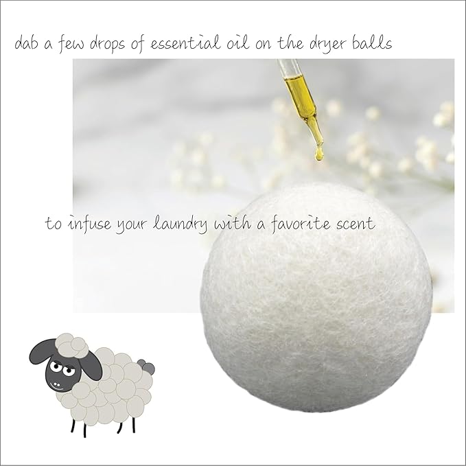 Three by Three Seattle Felt·Like·it!™ Wool Dryer Balls + Storage Bin: Reduce Drying Time, Static Cling, and Energy Use | Natural Alternative to Fabric Softeners (Pack of 6)