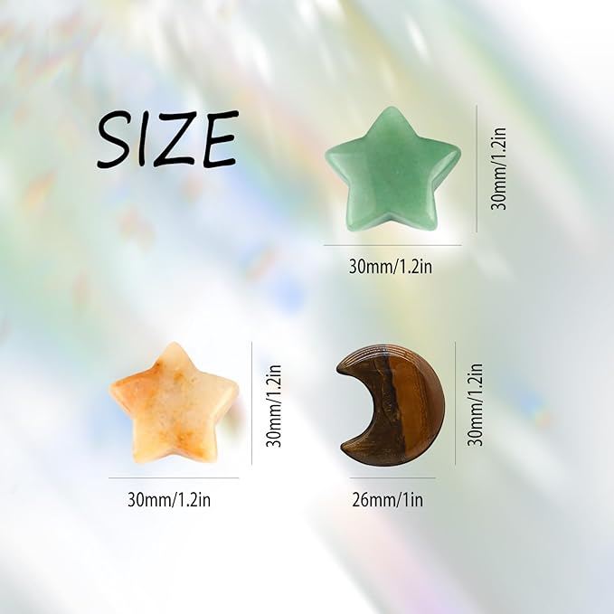 Moon Stars Car Decor,Boho Air Vent Clips,Refillable Car Fresheners,3pcs Natural Crystal Stone Hippie Dashboard Decorations Accessories,Best Wishes for Lover and Friend (Green & Yellow)