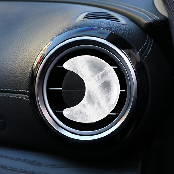 4 Pcs Crystal Moon Air Vent Clips, Quartz Moon Style Car Air Fresheners, Cute Car Decoration & Interior Decor Accessories for Women & Men (White)