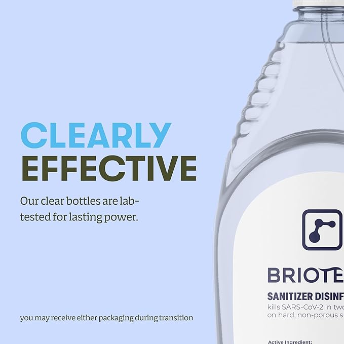 BRIOTECH Sanitizer Disinfectant Hypochlorous Spray, Kill 99.99% of Viruses & Bacteria, Control Mold, Eliminate Odor, Gentle for Nursery & Play Rooms, Food Contact Surface Sanitizer, 4 fl oz (2 Pack)