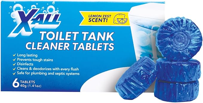 X-ALL Blue Toilet Tank Cleaner Tablets – Heavy-Duty Toilet Bowl Cleaner Tablets for Cleaning, Deodorizing - Long-Lasting Fresh Scent and Septic-Safe Stain Remover