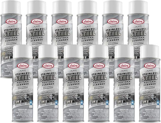 Claire CL841-12pk Oil Based Stainless Steel Polish & Cleaner; 15 Oz. Net Wt, 12 Count