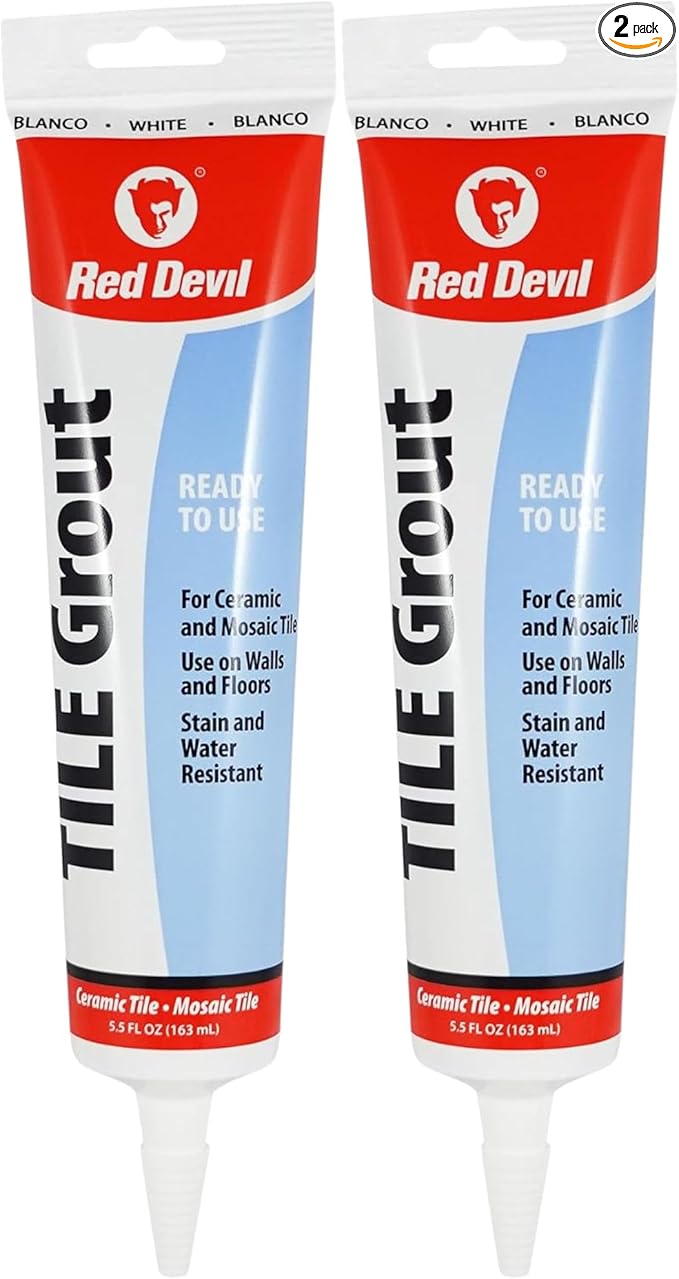 0425 Pre-Mixed Tile Grout - Professional Quality, Excellent Adhesion, Ideal for Wall & Floor Use - 5.5 oz, White 2 Pack