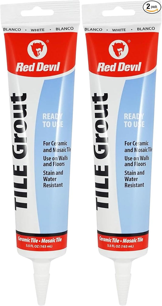 0425 Pre-Mixed Tile Grout - Professional Quality, Excellent Adhesion, Ideal for Wall & Floor Use - 5.5 oz, White 2 Pack