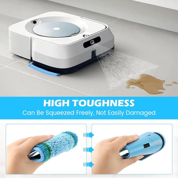 10 Pack M6 Wet Mopping Pads for Robot Jet M6 Series 6110 6012 6112 6113, Upgraded Robot Mop Washable Reusable Microfiber Replacement Cleaning Pad, Robot Mop Pads Parts