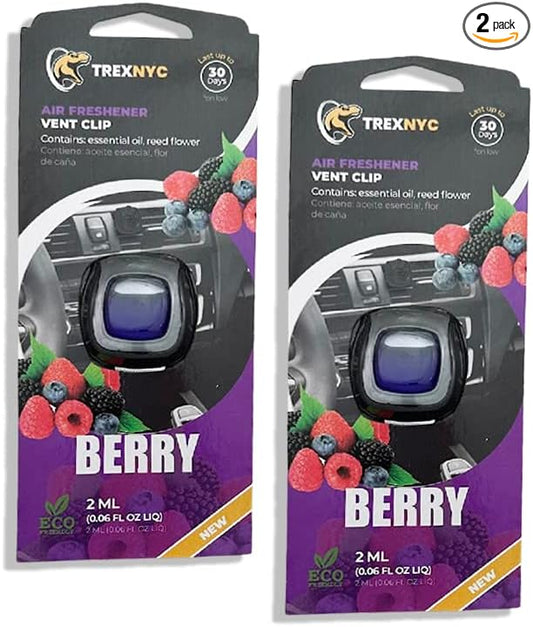 Car Air Fresheners Vent Clips, Essential Car Odor Eliminator, Perfect Scented Car Accessories, For Long Lasting Fragrance up to 30 days, 0.07 FL.OZ (Berry, 2 Packs)