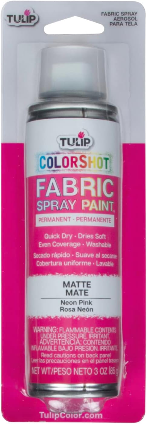 Tulip ColorShot Instant Fabric Spray Paint, Permanent Color Spray-On Fabric Paint, 3oz, Neon Pink