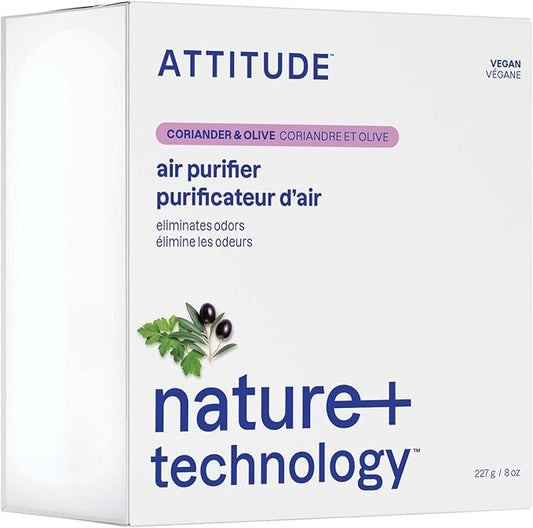 ATTITUDE Odor Eliminator with Activated Carbon, Plant-Based Air Purifier, Vegan, Coriander and Olive, 8 Ounces