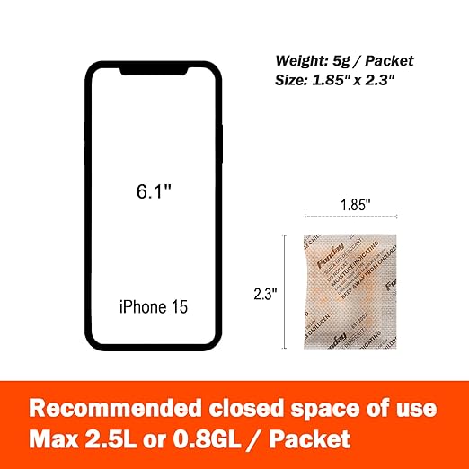 5g x 30 packs Fonday Rechargeable Silica Gel Desiccant Packets Fast Reactivate Desiccant Bags Moisture Indicating Orange to Green
