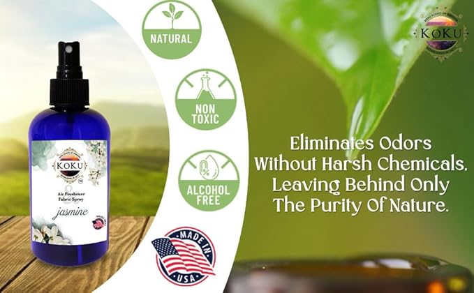 Jasmine Air Freshener - Room Spray - Odor Eliminator - Deodorizer - Car Air Freshener - Home Spray - Linen Spray - Fabric Refresher - Non-Toxic - Alcohol Free – 8 Oz