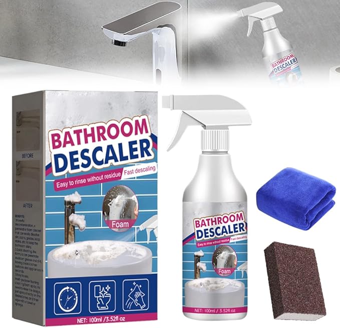 Stubborn Stains Cleaner, 2025 New Bathroom Descaler Cleaners, Multipurpose Bathroom Foam Cleaner, Bathrooms Descaler Spray for Toilet Bath Shower Glass Sink Cleane (1)