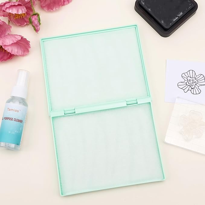 Briartw Stamp Cleaning Kit:Green Stamp Scrubber & All-Purpose Stamp Cleaner Spray | Dual-Sided Cleaning Pad for Rubber, Clear, Cling & Foam Stamps | Complete Care for Water-Based & Permanent Inks