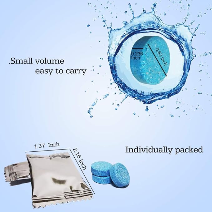 50 Pcs Car Windshield Washer Fluid concentrate Tablets,Windshield Wiper Fluid,1 Pack Makes 52.5 Gallons,1 Piece Makes 1.05 Gallons(Winter: Use With De-icer or Methanol)