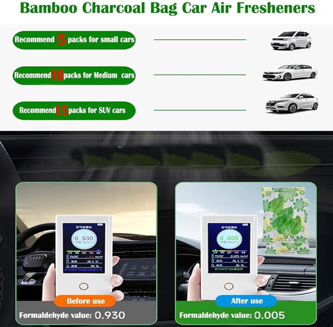 15Pack Natural Activated Charcoal Odor Absorber Air Purifying Bag for Car or Home Odor Eliminator; Bamboo Charcoal Car Air Freshener; 20g/Pack Air Freshener for Cars,Home,Closet,Basement,Pets