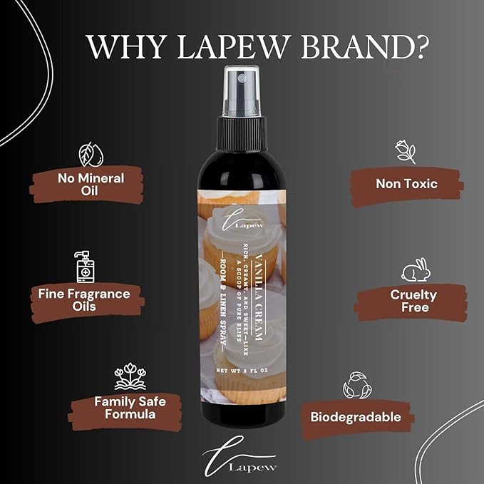 Lapew Room & Linen Spray | Fragrance Mist for Home, Car & Office | Fabric & Air Freshener | Neutralizing Mist | Made in USA | Vanilla Cream