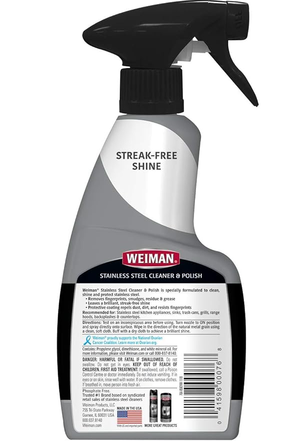 Weiman Stainless Steel Cleaner & Polish, 12 Fl Oz (Pack of 6)