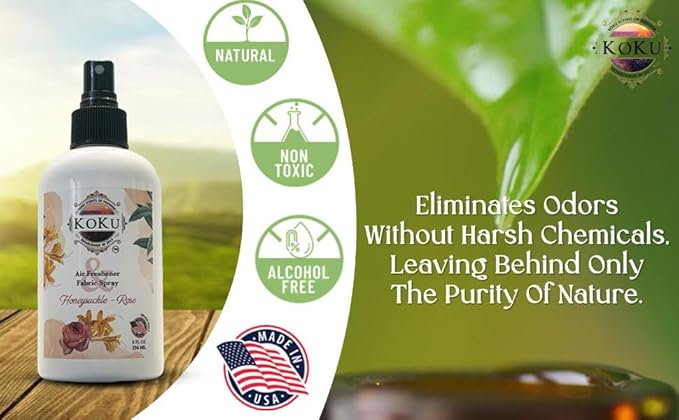 Honeysuckle Rose Air Freshener - Room Spray - Odor Eliminator - Deodorizer - Car Air Freshener - Home Spray - Linen Spray - Fabric Refresher - Non-Toxic - Alcohol Free - Made in USA (8 Oz)