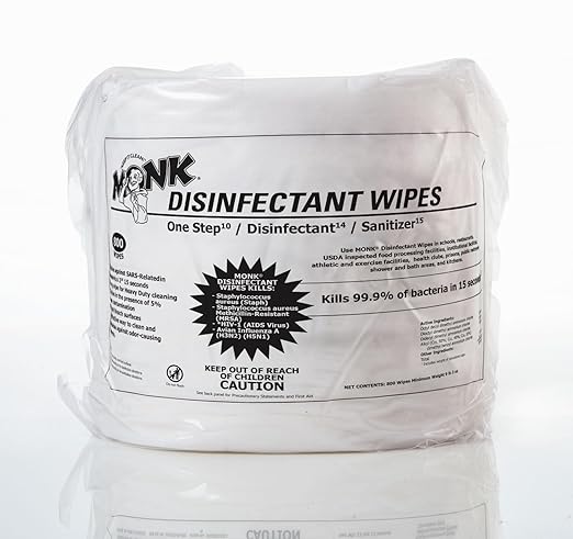 Monk Disinfecting Wipes, One Step Cleaner, Disinfectant, Deodorizer & Sanitizer, 4 Refill Packs of 800 Count, Great for Home & Corp Gyms, Yoga Mats, Dance Studios, Spinning Classes & More