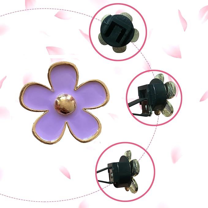 Daisy Air Vent Clips, 4 Pcs Cute Flower Car Air Conditioning Outlet Clip Car Air Freshener Clip Charm Car Inter Decor Accessories for Women (Purple)