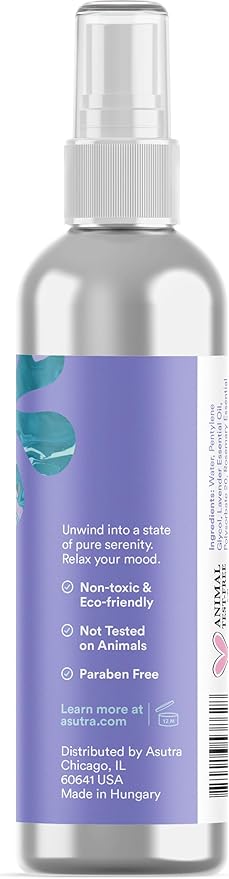 ASUTRA Multi-Use Essential Oil Aromatherapy Pillow Spray (Lavender & Chamomile), 4 fl oz Aluminum Bottle – Mist for Face, Body, Rooms & Linens – Car, Fabric, and Bathroom Freshener