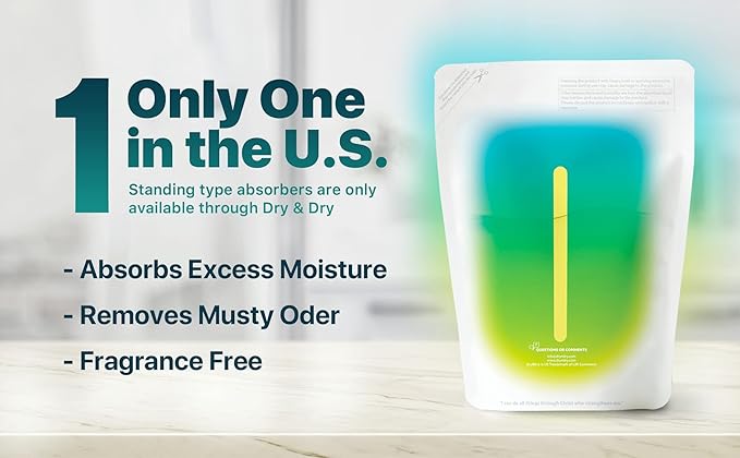 Dry & Dry [32 Packs Standing Moisture Absorbers to Control Excess Moisture for Basement, Closets, Bathrooms, Laundry Rooms - Moisture Absorbers Moisture Absorber
