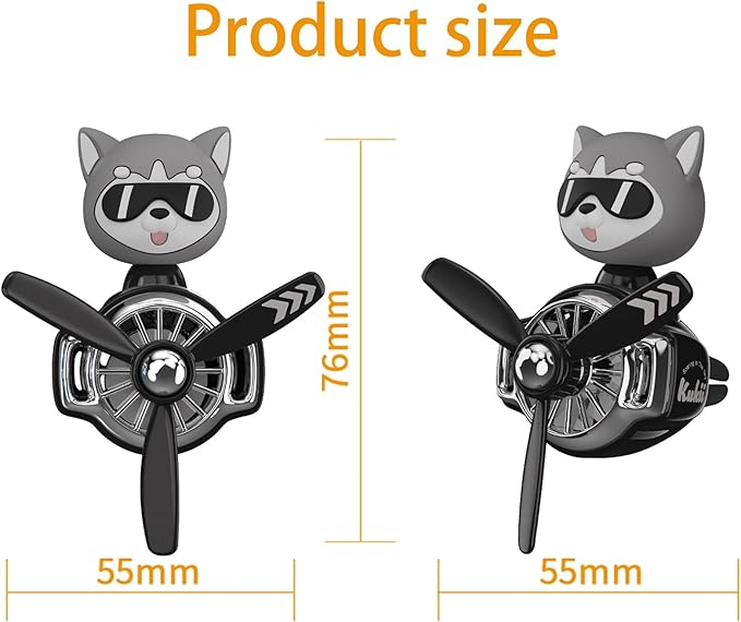 2Pcs Car Air Fresheners, Cute Bear Pilot Automotive Air Outlet Creative Car Perfume Diffuser, Automotive Accessories Air Vent Decoration with 8 Fragrant Tablets (Black 3+Blue 2)