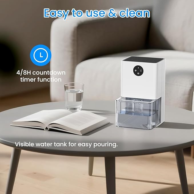 Dehumidifier,1500ML(50 OZ) Small Dehumidifier for Home (300 sq. ft),Quiet with Auto Shut Off, Dehumidifiers for Bedroom, RV, Closet