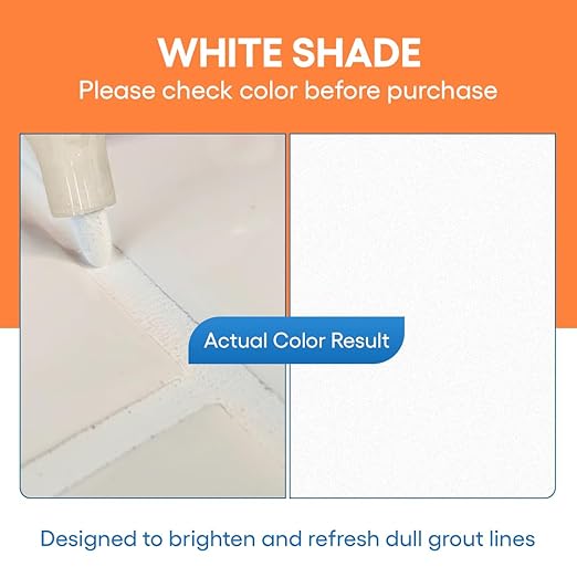 White Grout Paint Pen Tile Grout Colorant & Sealer Marker, Quick-Dry, Ideal for Bathroom, Shower, Kitchen Tiles Restores Grout Lines, 3 Adjustable Tips (2-3 mm) 2 Pack