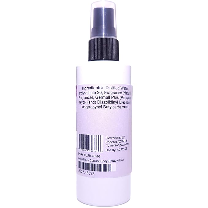 Blossom to Bath Vanilla Black Currant Body Spray (4 Ounce) - Natural Fragrance - Energizes Skin with a Sensuous Berry Scent