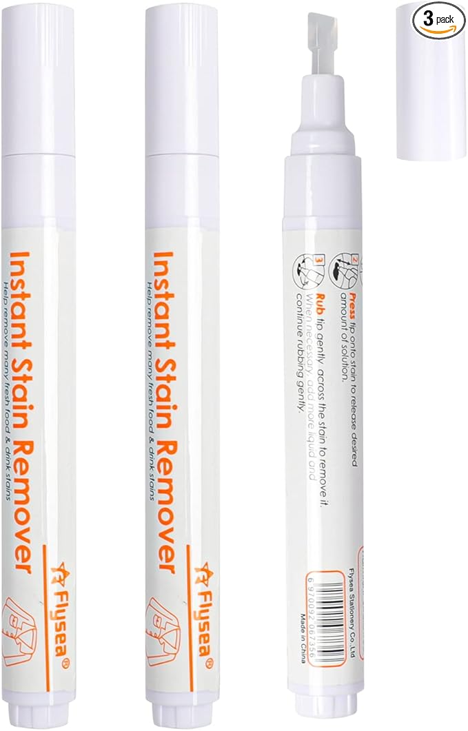 Starsouce Stain Remover Pen Clothes Fabric Instant Spot Removing Pen Pocket Size Bleach Free for Juice, Coffee, Tea, Lipstick Stain, 3 Pack