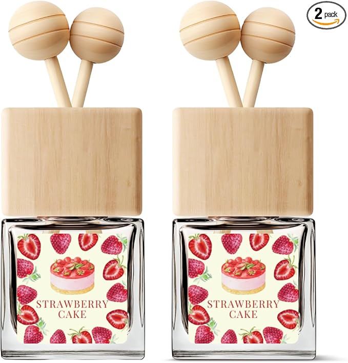 Car Air Freshener | Strawberry Pond Cake Scented Car Fresheners for Women & Men | Long Lasting Fragrance Car Scents | Air Diffuser with Car Vent Clip (2 Pack)