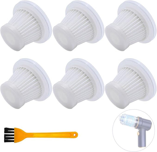 6-Pack LT-117C HEPA Filter Replacement: ONLY for KMM LT-117C Handheld Car Vacuum Cleaner (Blue Body)