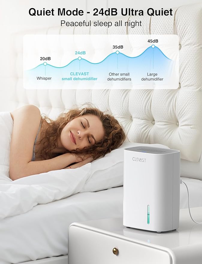 CLEVAST Small Dehumidifier for Home, 30oz Mini Quiet Dehumidifier for Bathroom Bedroom, Portable Compact Air Dehumidifier for Closet, RV, Camper