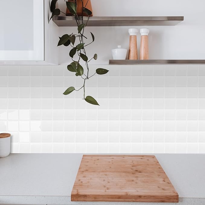 Peel and Stick Backsplash, New Upgrade Design 9" x9"Square Marble Tiles,3D Adhesive Premium Mosaic Tiles, Peel and Stick Tiles for Kitchen,Bathroom, Wall Tile（10-Sheet）.