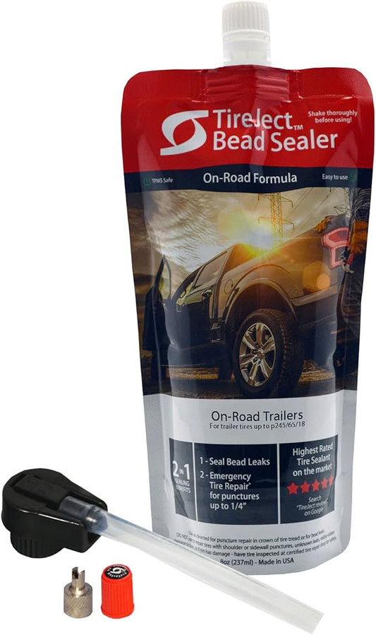 TireJect Tire Sealant - On-Road Trailer 2-in-1 Flat Tire Repair & Bead Sealer Kit