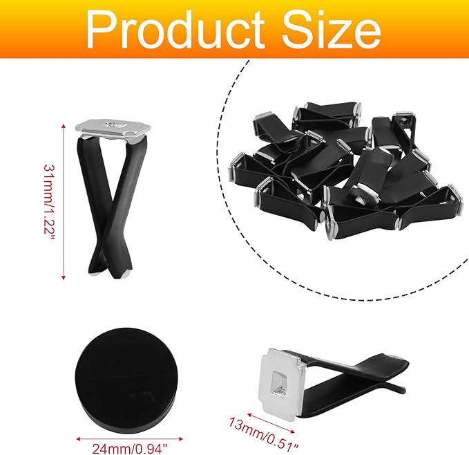 20 Pcs Square Head Car Vent Clips with Round Plastic Slot Head, Air Freshener Clips for Office Home Car Air Conditioner Outlet, Black