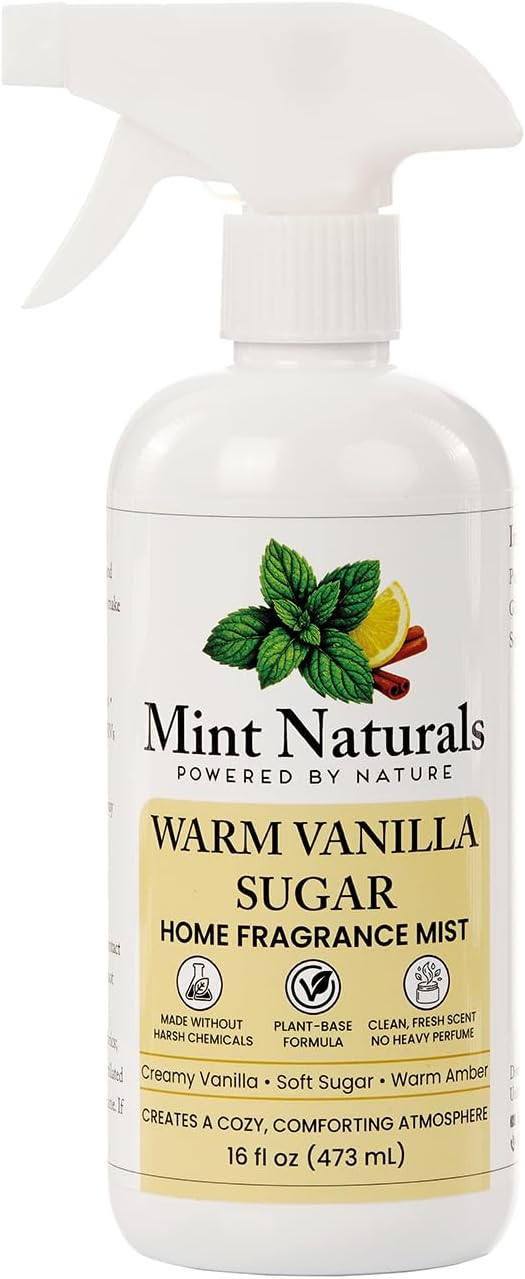 Natural Warm Vanilla Room Spray & Odor Eliminator ??Cozy Vanilla Sugar Fragrance Mist That Helps Refresh Indoor Air, 16 oz ??Made in USA by Mint Naturals
